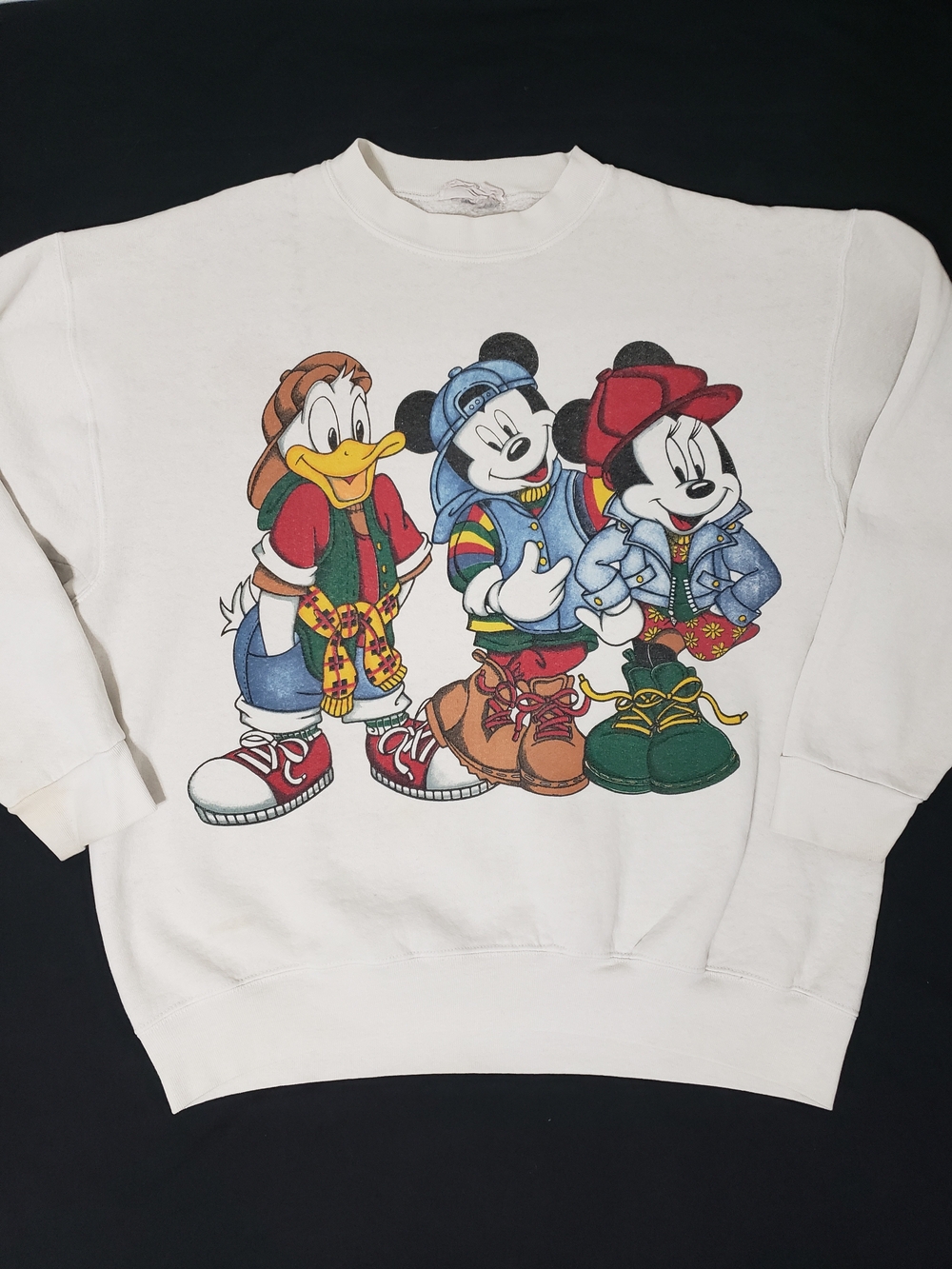 Vintage Disney Mickey Minnie Donald Duck Sweatshirt 90s Distressed Streetwear